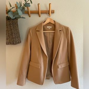 LOFT beige blazer with suede elbow patches in 0